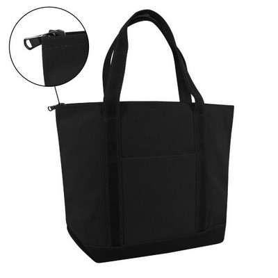 XL Zippered Cotton Canvas Resort Tote Bag