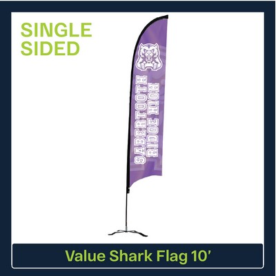 Value 10' Shark Flag - Single Sided Graphic Black X Base