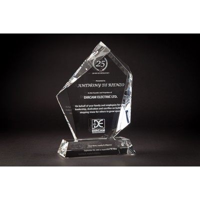 2D Flame Crystal Award w/Base (6 1/4 x 8 1/4 x 1 1/8")
