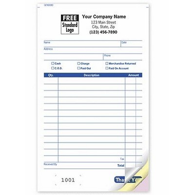 Small Sales Slip Carbonless (3 Part)