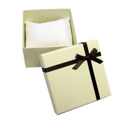 Chocolate Beige Cardboard Bangle/Watch Box w/Bow