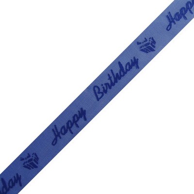 Navy Blue "Happy Birthday" Print on Sheer Ribbon
