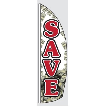 8' Poly-Knit Stock Feather Flag w/Pole Kit (Save w/Money Background)