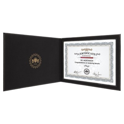 Black/Gold Leatherette Certificate Holder for 8.5" x 11"