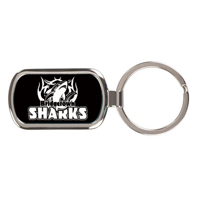 1.1" x 1.875" Black Rectangle Keychain