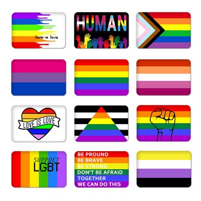 Rainbow Rectangle/Heart Gay Pride Tinplate Badge/Pin