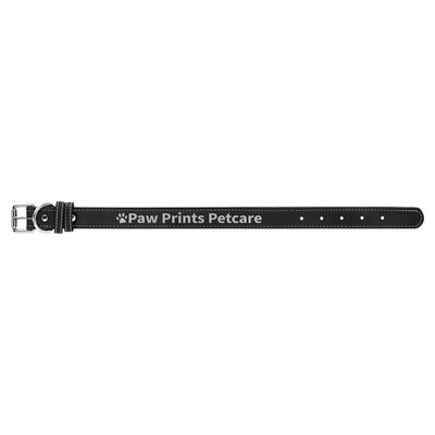 Medium 19" x 1" Black/Silver Leatherette Dog Collar