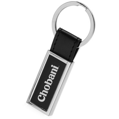 Leather & Metal Rectangular Keychains