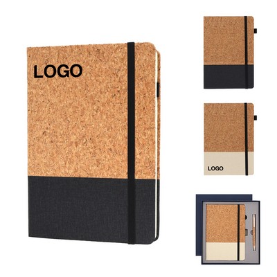 A5 Cork Spliced Linen Notebook