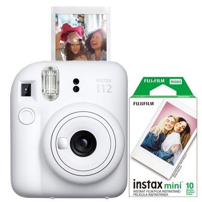 FujiFilm Instax Mini 12 Instant Camera W/ 10 Count Film Clay White