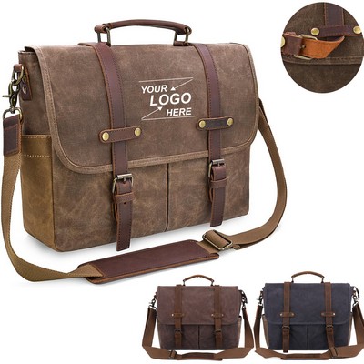 Vintage 15.6 Inch Men's Leather Laptop Messenger Bag