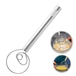 Elegant Single Eye Food Grade Stainless Steel Dough Whisk