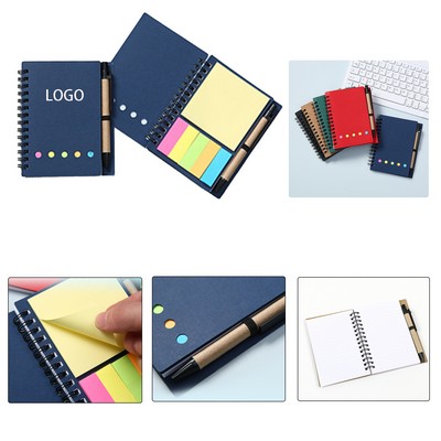 Notebook with Sticky Notes and Pen