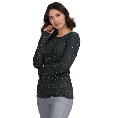koi - Lite - Women's Foil-Printed Crewneck Long Sleeve Underscrub Tee