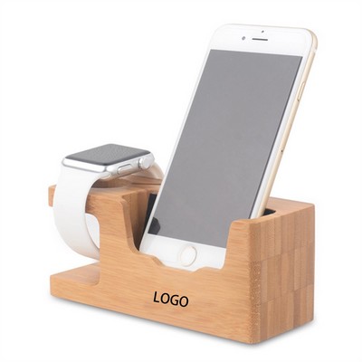 Watch And Phone Bamboo Holder Stand