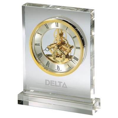 Prestige Glass Rectangle Clock w/ Skeleton Movement