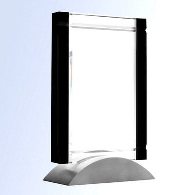 Black Deco Optical Crystal Award w/Aluminum Base