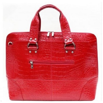 Ashlin® Ladies Zippered Fire Engine Red Croco Cowhide Breifcase