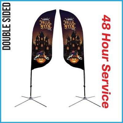 7' Feather Flag - Double Sided /w Chrome X Base - X-Small - Made in the USA