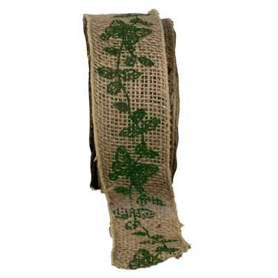 Wired Burlap Jute Ribbon w/Butterfly Print