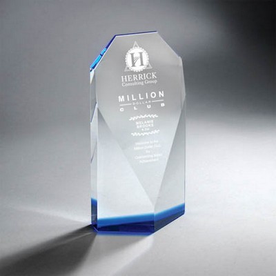 Clear Crystal Diamond Face with Blue Bottom, Small (4"x8.5"x1.75")