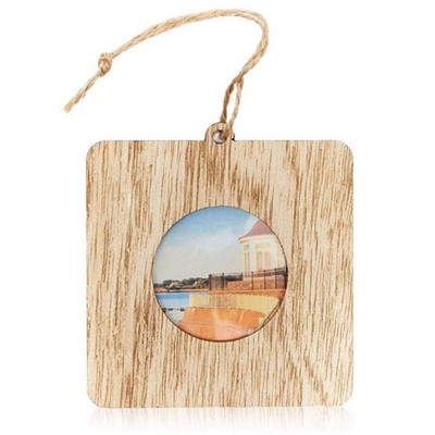 3.58" Wooden Photo Frame Ornament