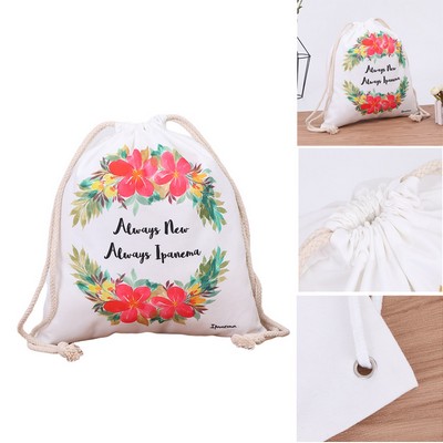 Polyester-Cotton Drawstring Tote Bag
