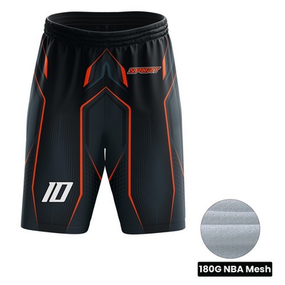 Unisex and Kids' Sublimation Basketball Standard-Length Shorts - 180G NBA F