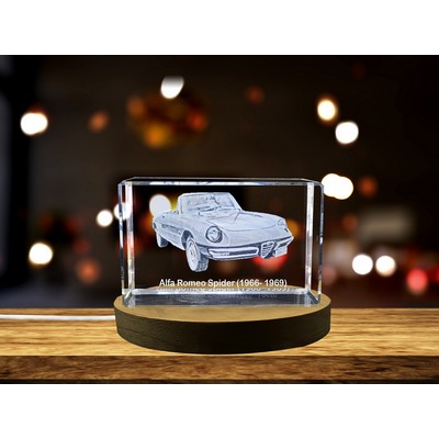 Italian Beauty: Alfa Romeo Spider (1966 1969) - 3D Engraved Crystal Tribute
