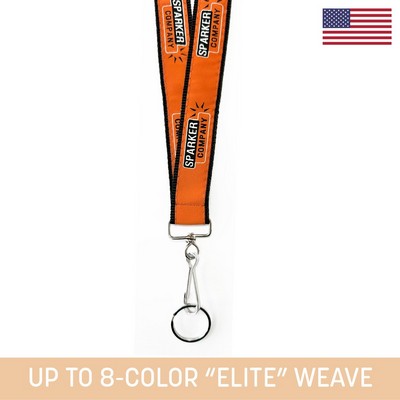 1" Woven Lanyard w/ Swivel Snap & Split Ring - "Elite" Weave
