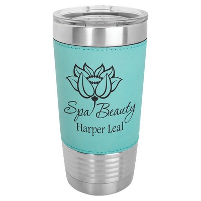 Polar Camel 20 oz. Teal Laserable Leatherette Tumbler with Clear Lid