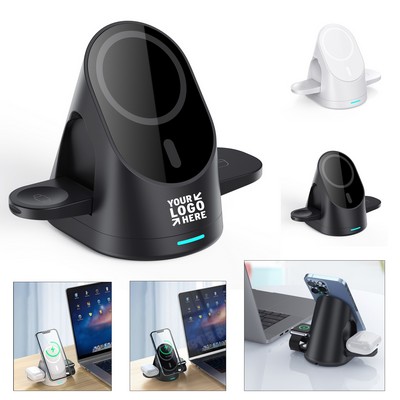 Foldable 3 in 1 Magnetic Wireless Charging Station Dock