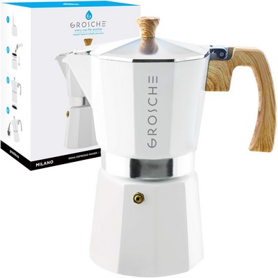 GROSCHE Milano Stovetop Espresso Maker Moka Pot 9 espresso Cup White