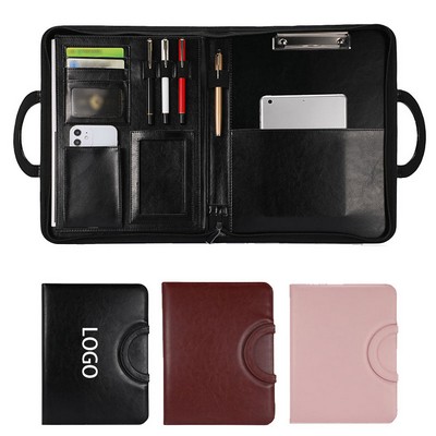 Zippered Leather Portfolio Folder
