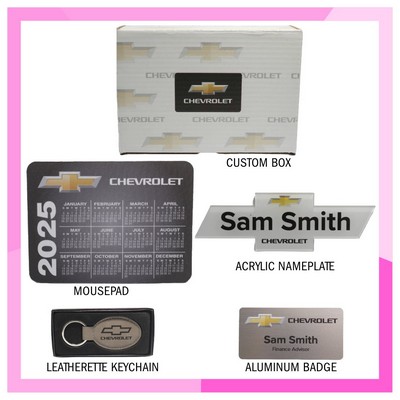 Drive into Success Dealership Employee Brand Kit - Custom Box, Badge, Nameplate, Mousepad, Keychain