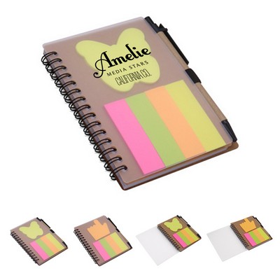 Spiral Notebook with Sticky Notes and Pen