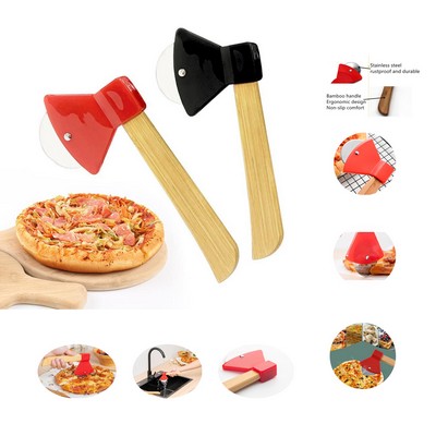 Axe-Type Pizza Cutters With Bamboo Handles