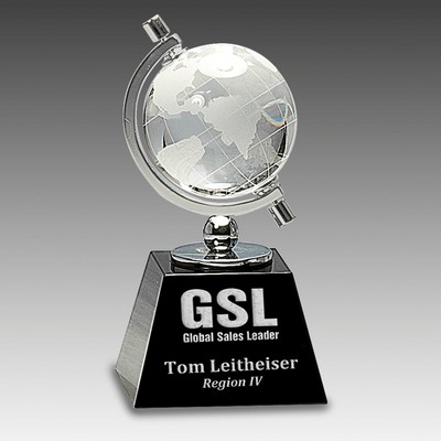 6" Crystal Spinning Globe on Black Base