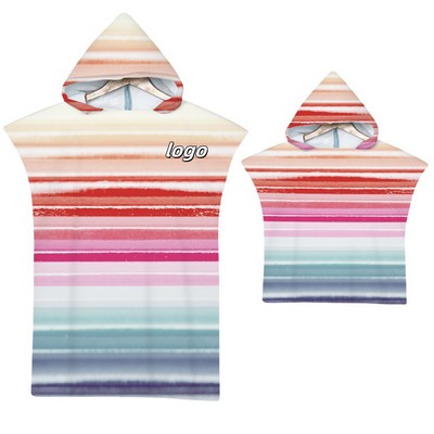 Stripe-Design Beach Towel Bathrobe W/ Hood