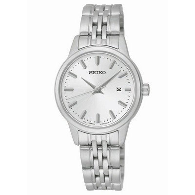 Seiko Ladies PRIME Silver-Tone Bracelet Watch w/Round Silver Dial