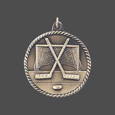 2" Bronze Hockey High Relief Medal