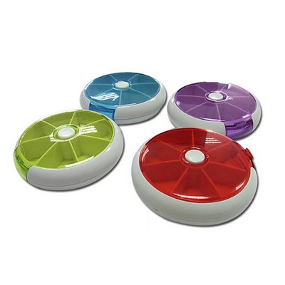 Round Rotating Pill Box w/7 Compartments