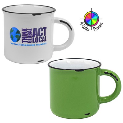 15 Oz. Lime Green/White w/Black Trim Vintage Distressed Western Mug (4 Color Process)