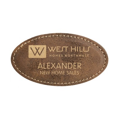 Stitched Leatherette Laser Badge 1.75"X3.25" Oval
