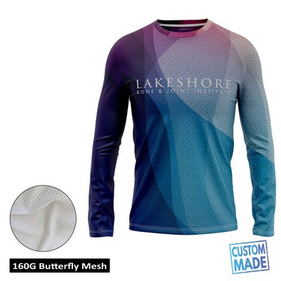 Unisex Sublimation Performance Grade Long Sleeve T-Shirt - 160G Butterfly Mesh