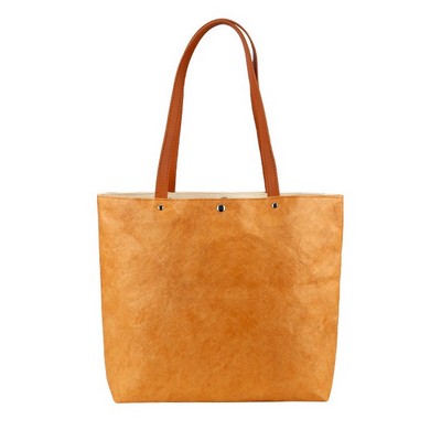 Washable Kraft Dupont Paper Tote Bag with Canvas Inner