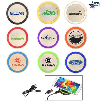 10W Eco Friendly Wireless Charging Pad For Mobile Devices Made of Wheat Straw Material
