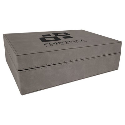 12 1/4" x 8 1/4" Gray Leatherette Premium Gift Box