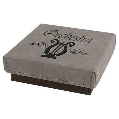 3 1/2" x 3 1/2" Gray Medal Box with Leatherette Lid
