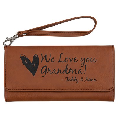7 1/2" x 4" Rawhide Leatherette Wallet with Strap
